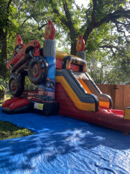 WC2.1 MONSTER TRUCK BOUNCE HOUSE WITH SLIDE (Water or Dry Sl