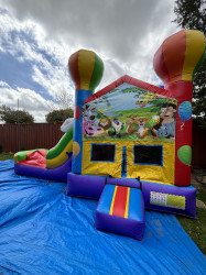 ANIMALS ZOO  THEME BOUNCE HOUSE WITH SLIDE (Water or D