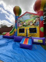 ANIMALS ZOO  THEME BOUNCE HOUSE WITH SLIDE (Water or D