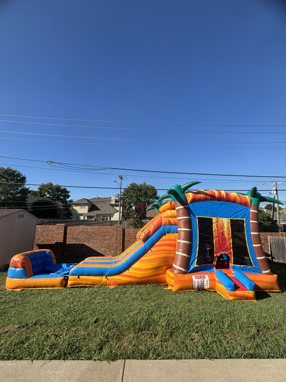 WC1 PALM TREE CALIFORNIA DUAL LANE COMBO BOUNCE HOUSE (Water WC1 PALM TREE CALIFORNIA DUAL LANE COMBO BOUNCE HOUSE (Water