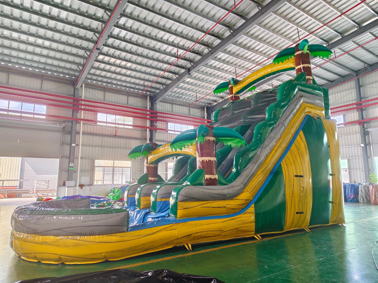 WATERSLIDE 20 FT DOUBLE SLIDE TROPICAL PALM TREES