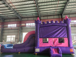PINK AND PURPLE BOUNCE HOUSE WITH SLIDE